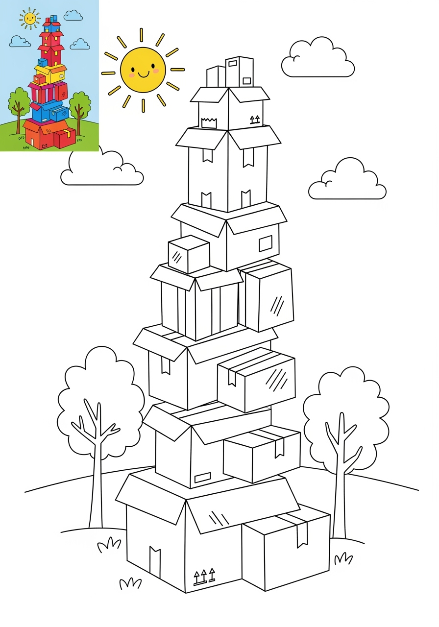 medium buildings and places Landmarks tower kids coloring page 0