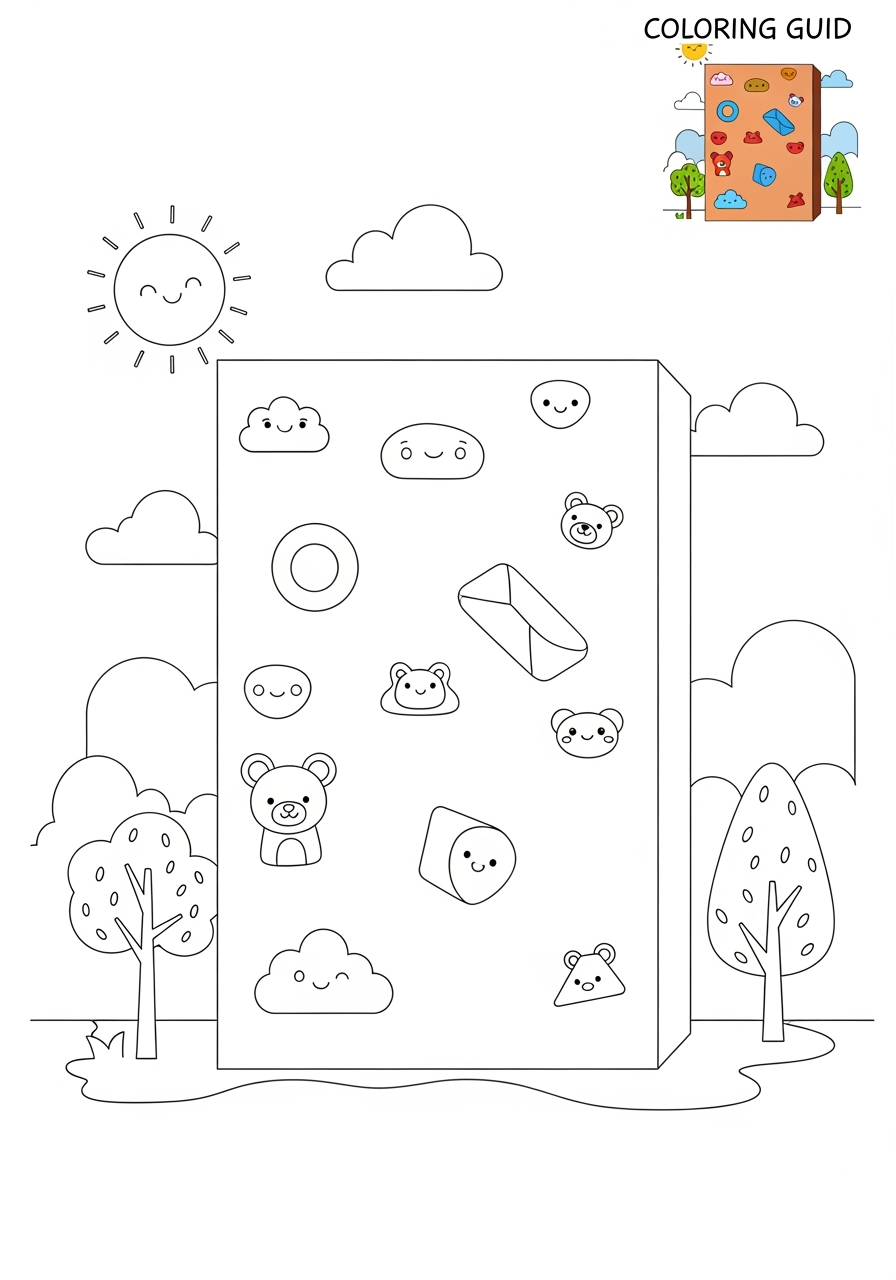 medium buildings and places Play & Fun climbing wall kids coloring page 1