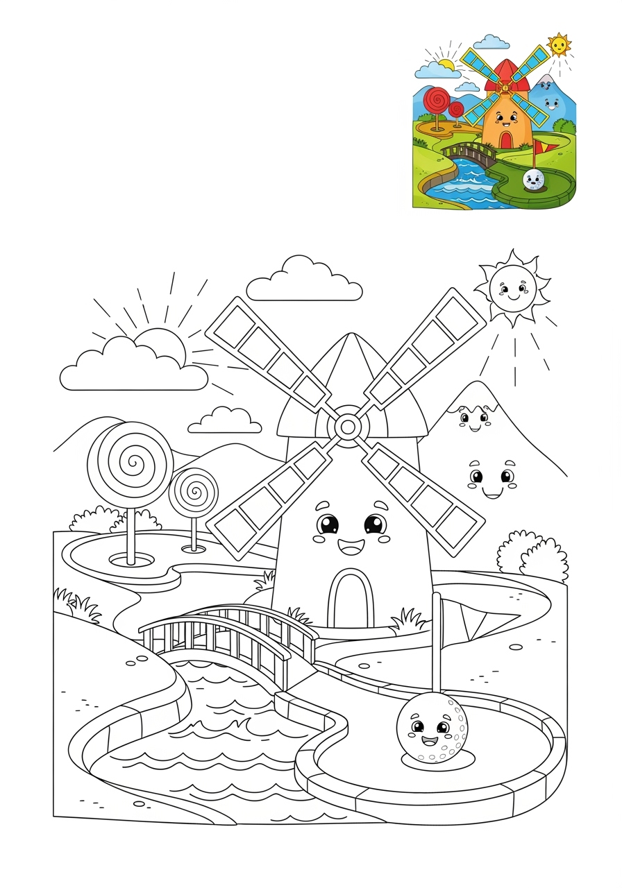 medium buildings and places Play & Fun mini golf kids coloring page 0