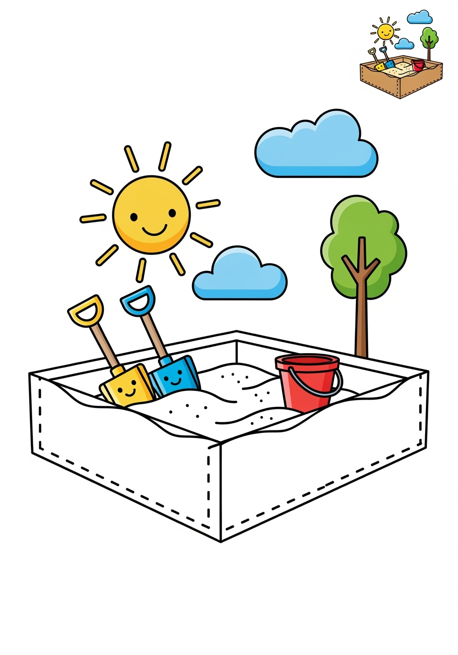 medium buildings and places Play & Fun sandbox kids coloring page 0