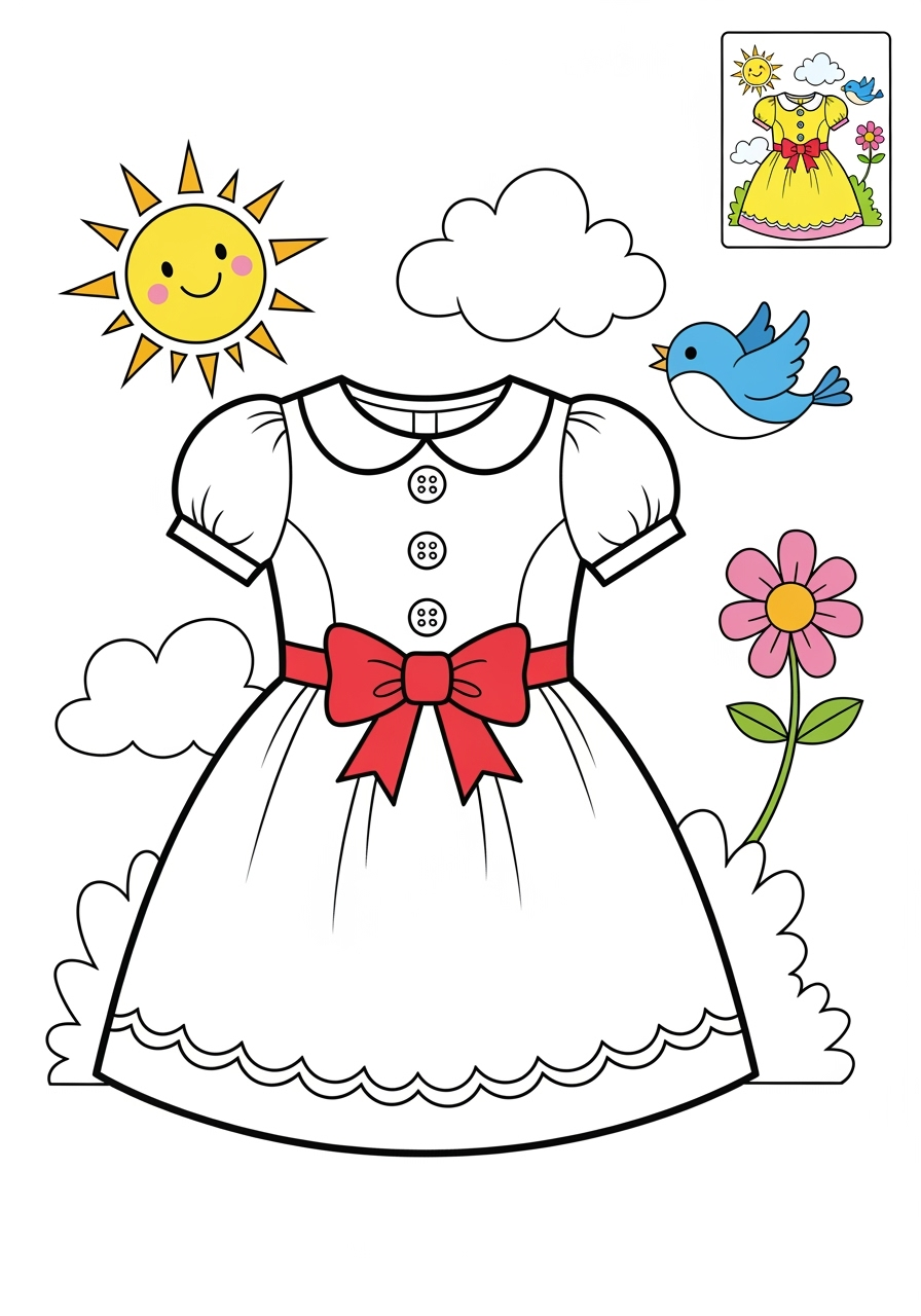 medium clothing and accessories Clothing dress kids coloring page 0