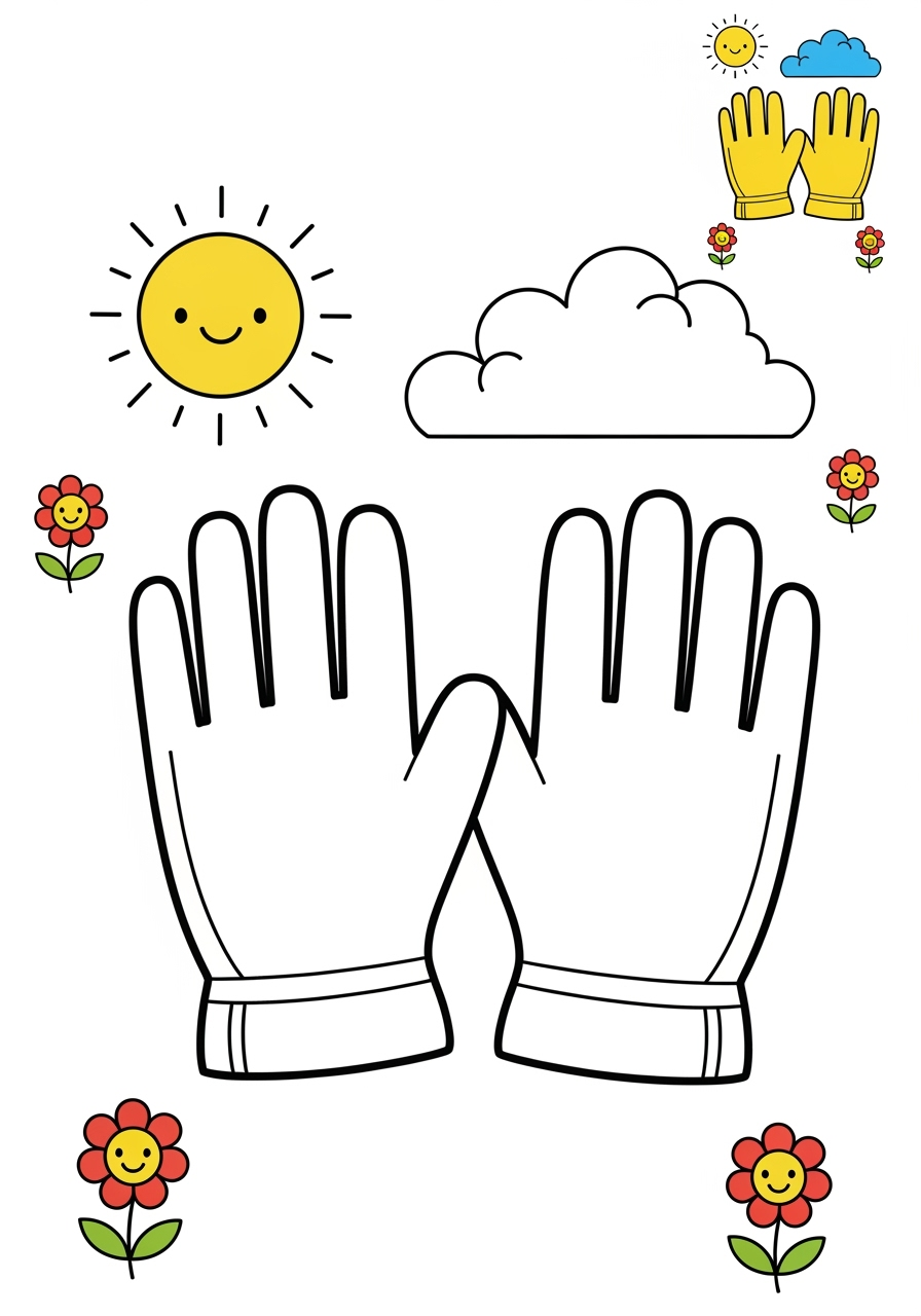 medium clothing and accessories Clothing gloves kids coloring page 0