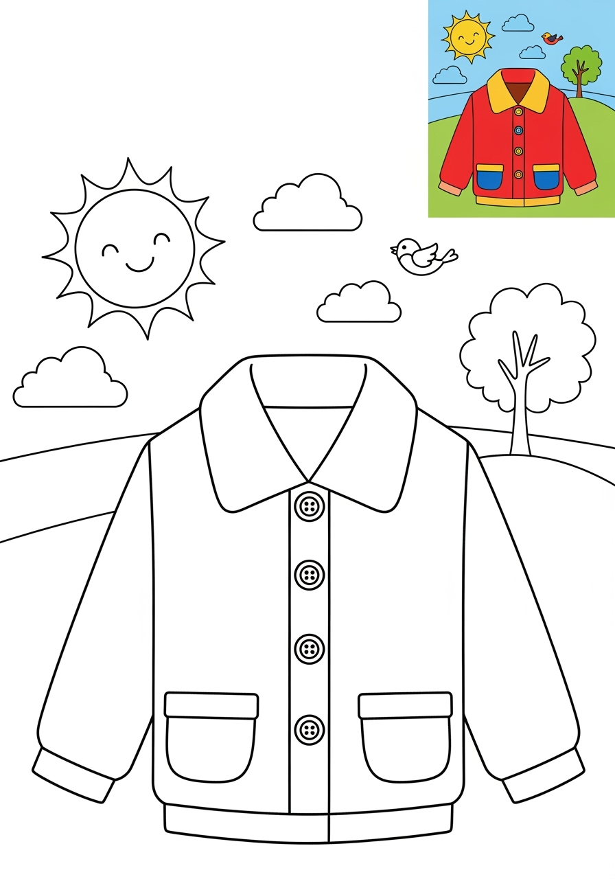 medium clothing and accessories Clothing jacket kids coloring page 1