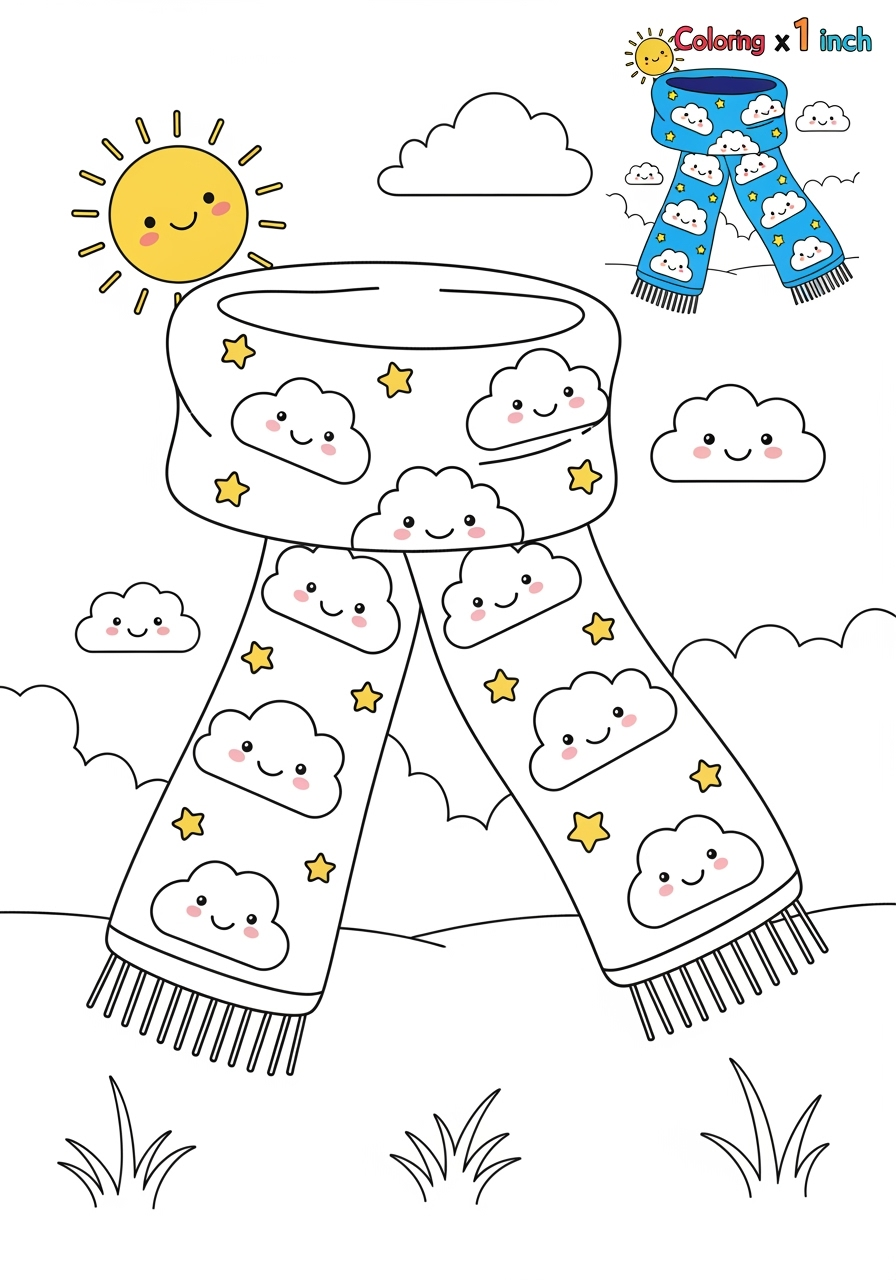 medium clothing and accessories Clothing scarf kids coloring page 0
