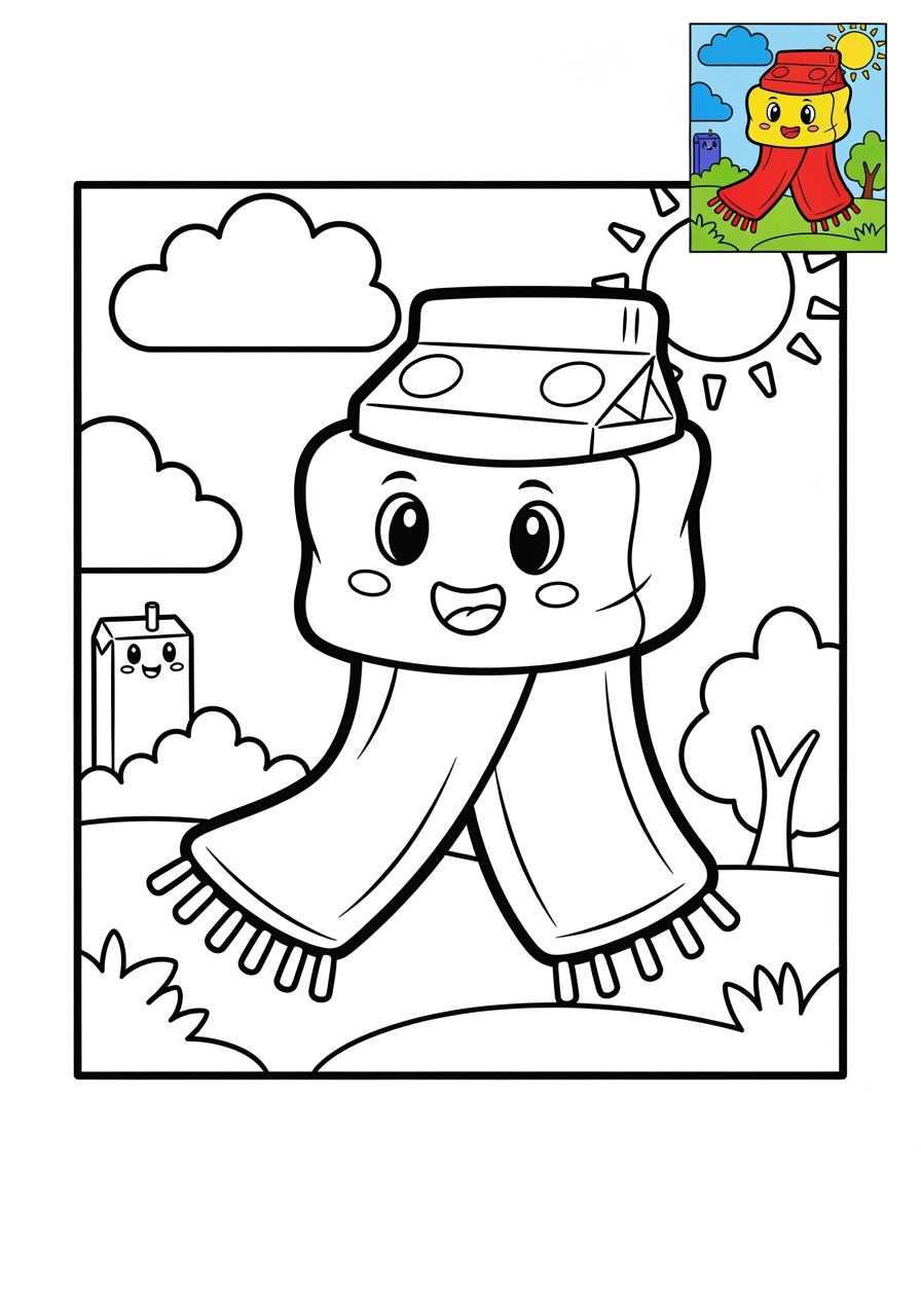 medium clothing and accessories Clothing scarf kids coloring page 1