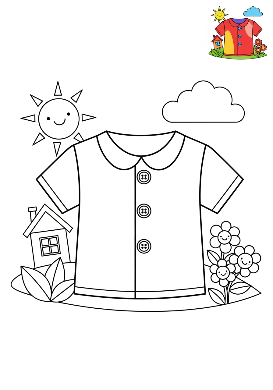 medium clothing and accessories Clothing shirt kids coloring page 0