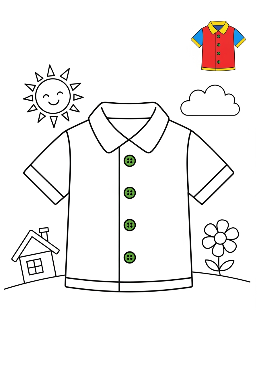 medium clothing and accessories Clothing shirt kids coloring page 1