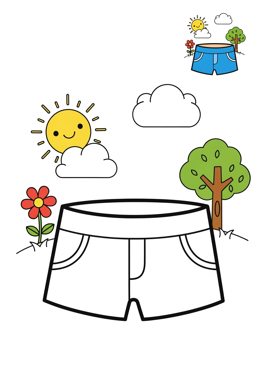 medium clothing and accessories Clothing shorts kids coloring page 0