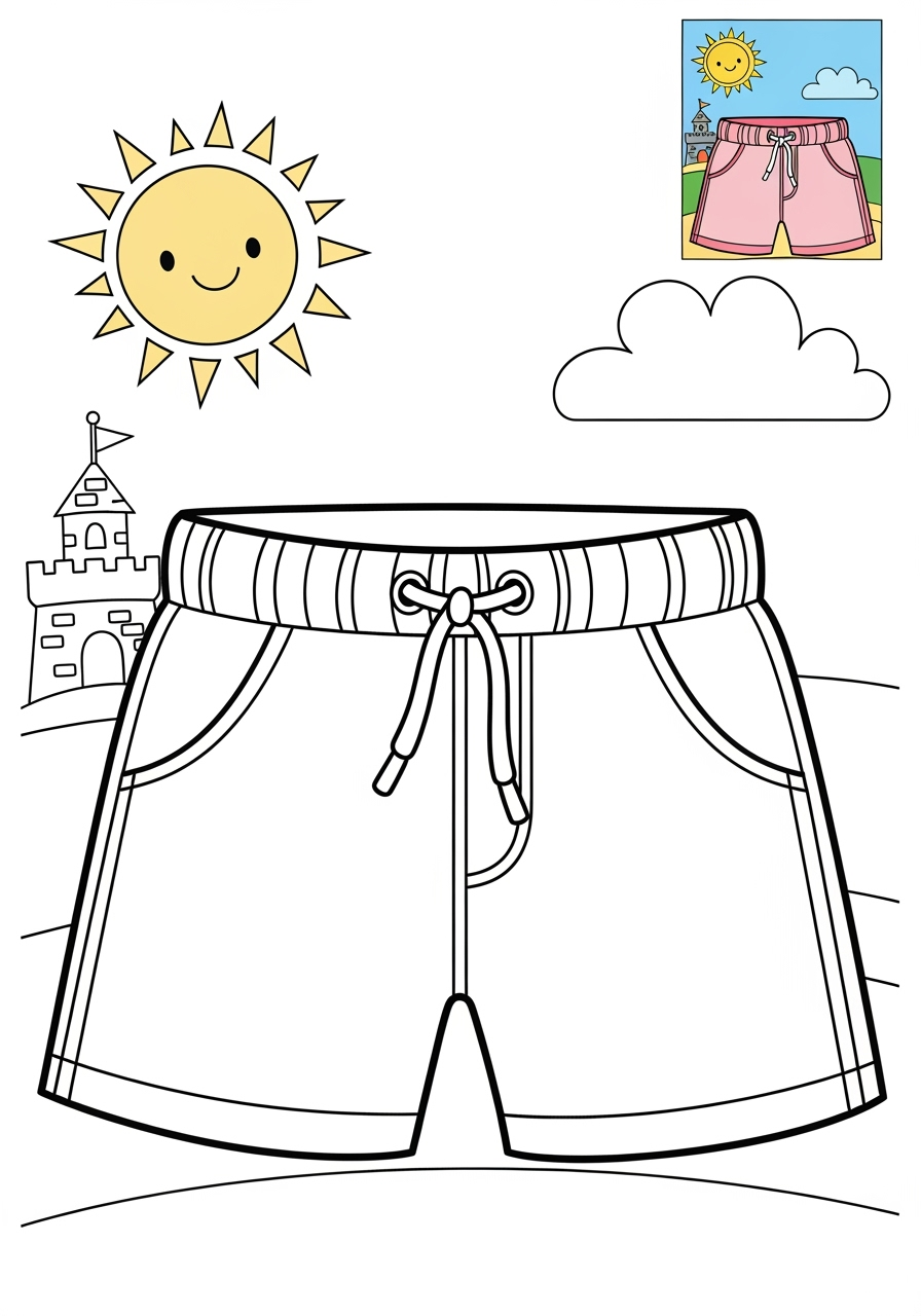 medium clothing and accessories Clothing shorts kids coloring page 1
