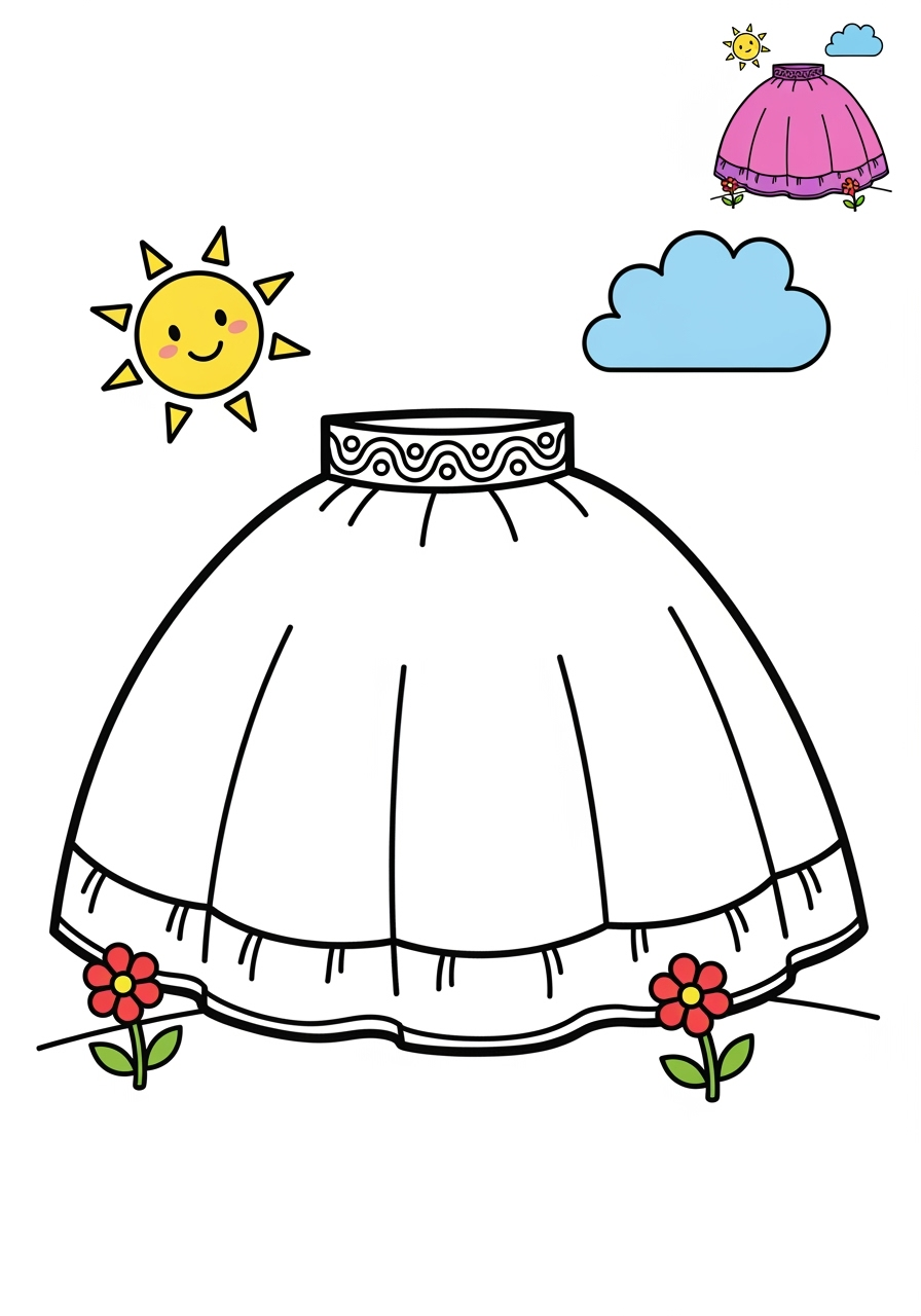 medium clothing and accessories Clothing skirt kids coloring page 0