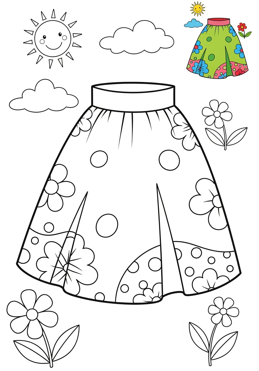 medium clothing and accessories Clothing skirt kids coloring page 1