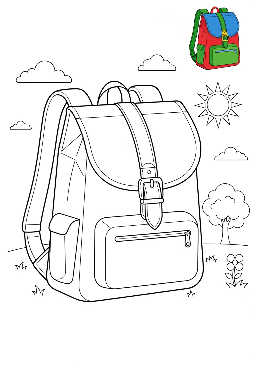 medium clothing and accessories Accessories backpack kids coloring page 0