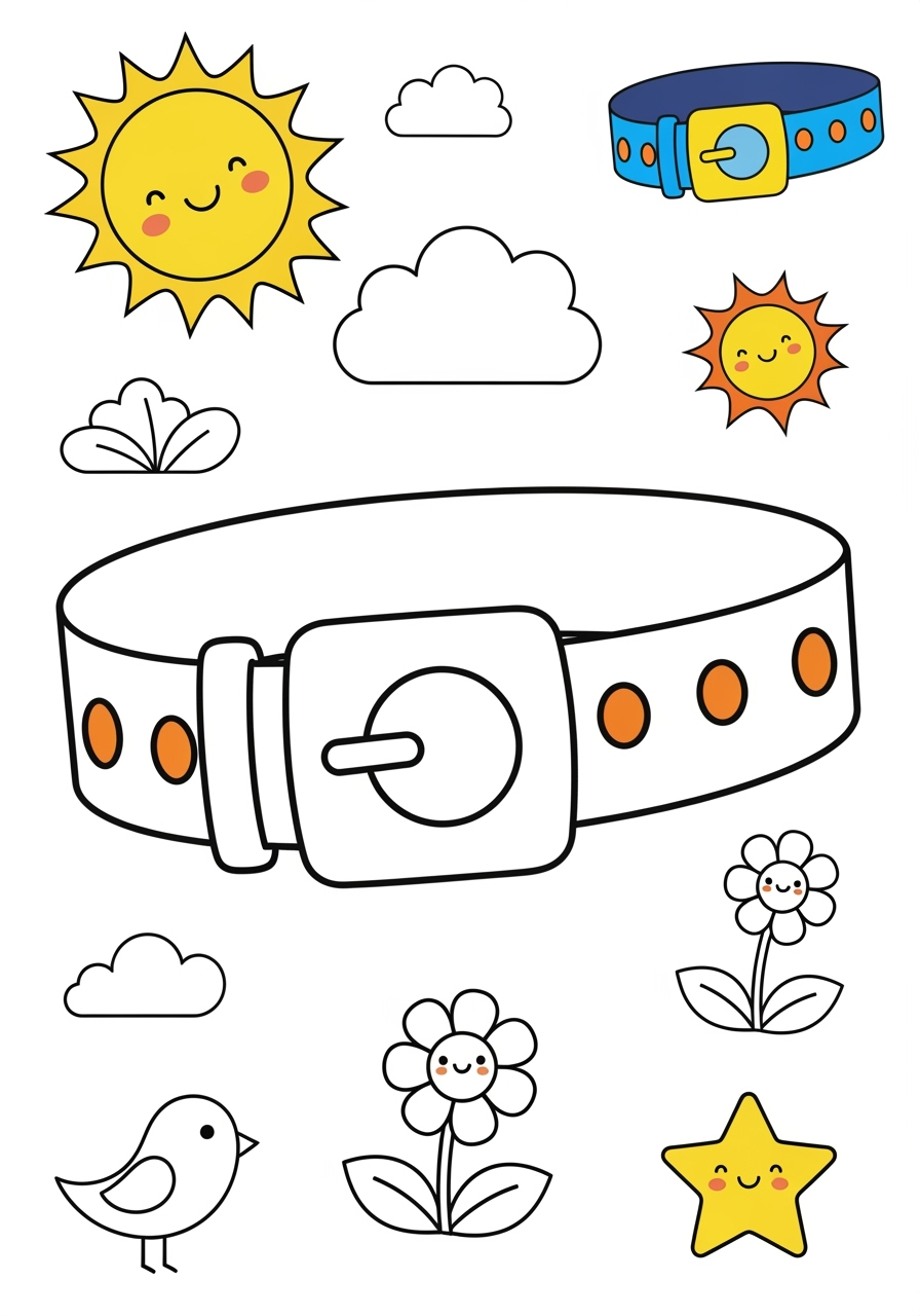 medium clothing and accessories Accessories belt kids coloring page 0