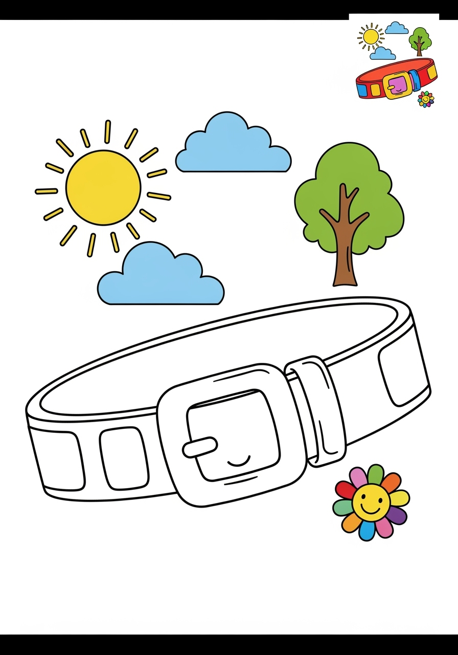 medium clothing and accessories Accessories belt kids coloring page 1