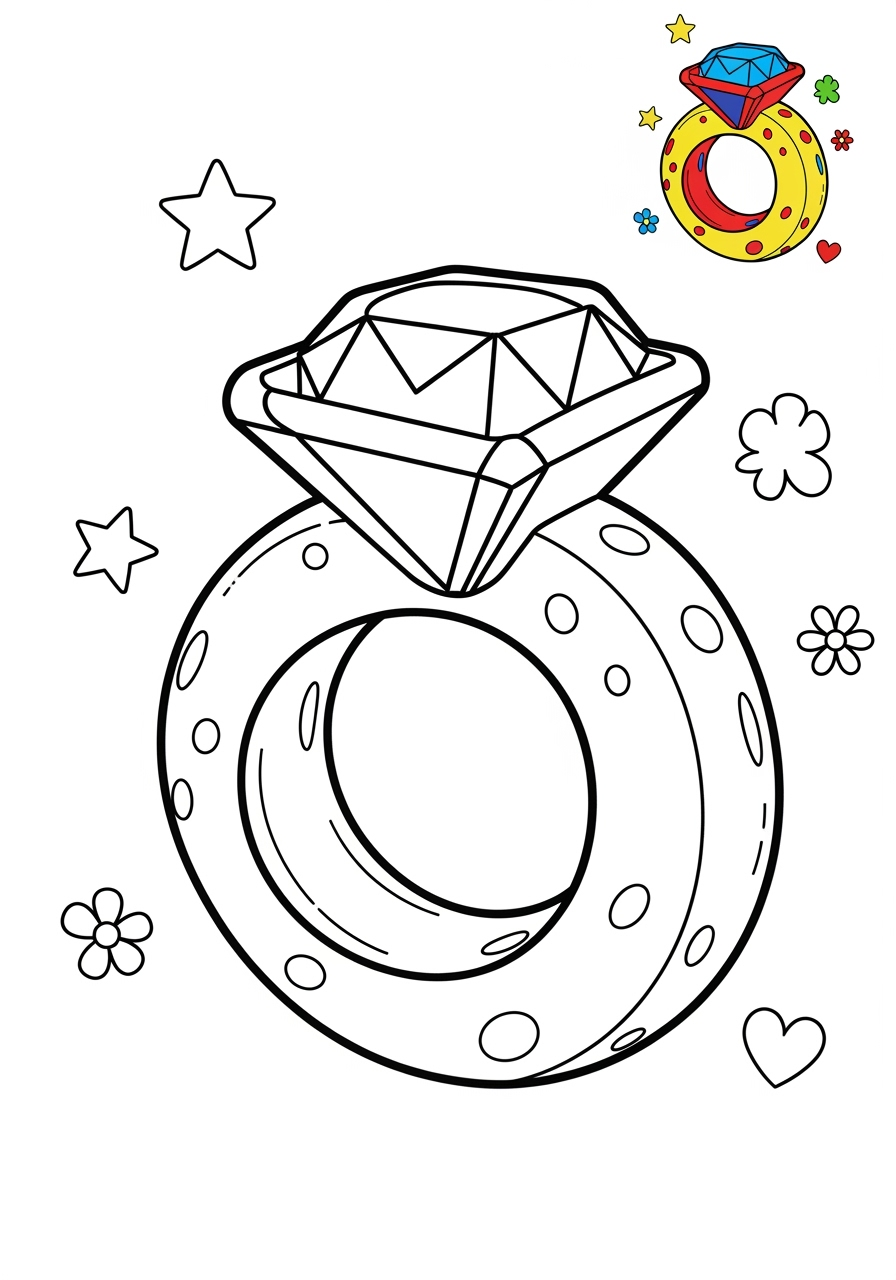 medium clothing and accessories Accessories ring kids coloring page 1