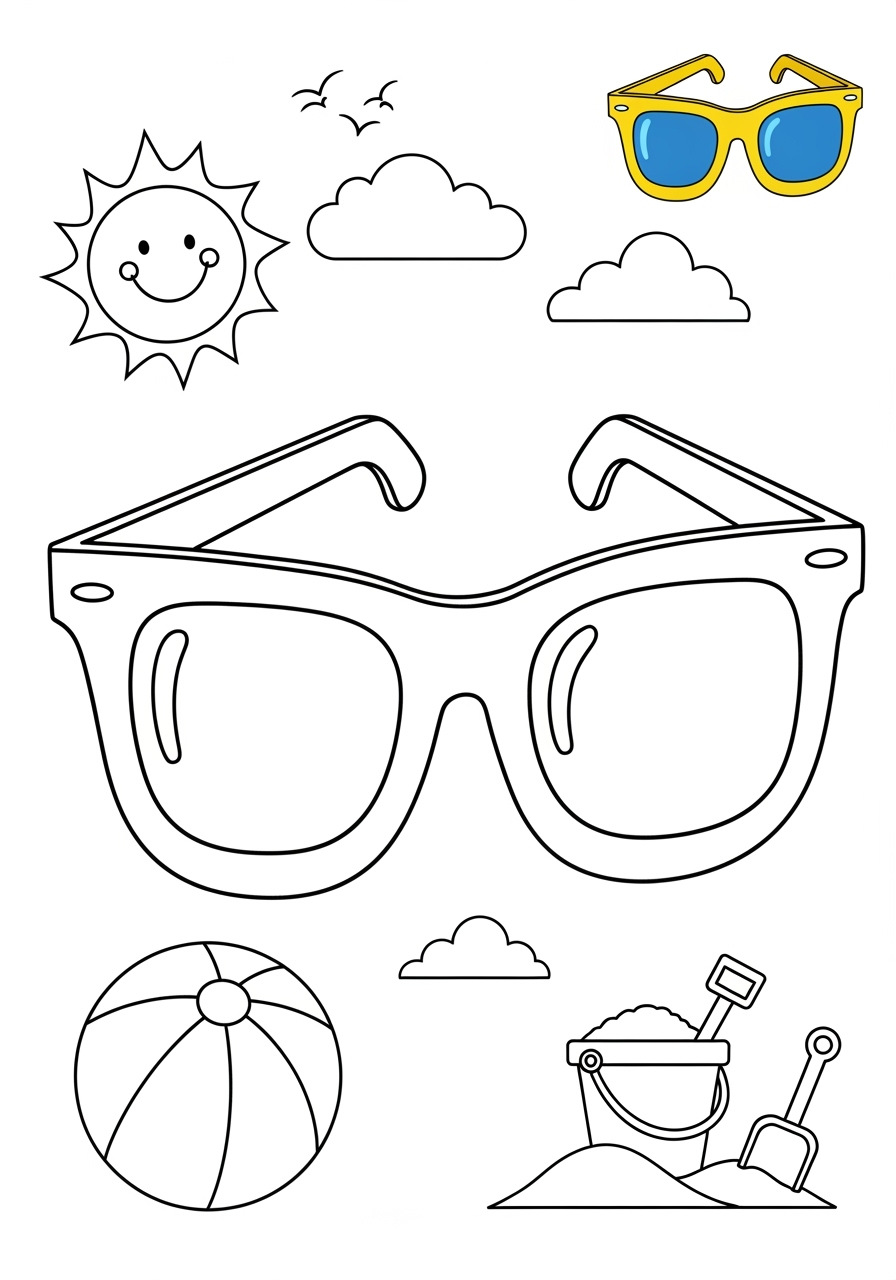 medium clothing and accessories Accessories sunglasses kids coloring page 0