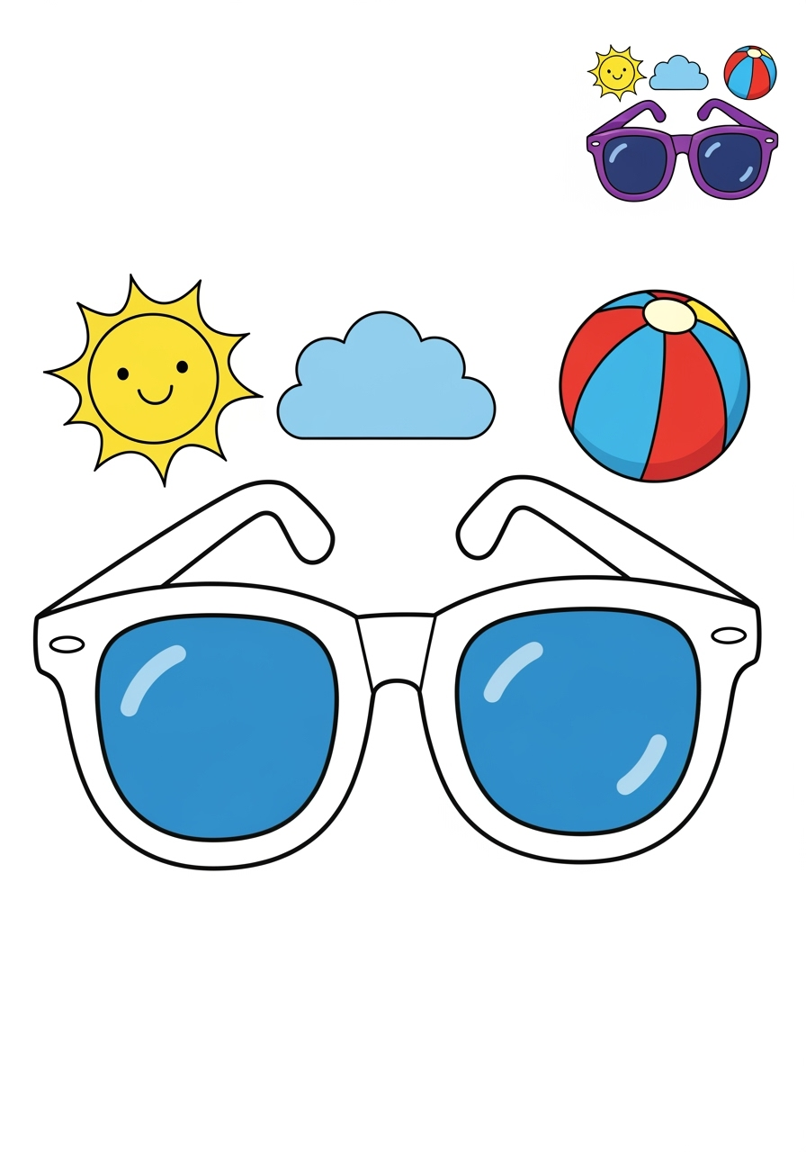 medium clothing and accessories Accessories sunglasses kids coloring page 1