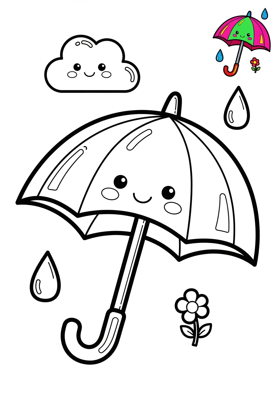medium clothing and accessories Accessories umbrella kids coloring page 0