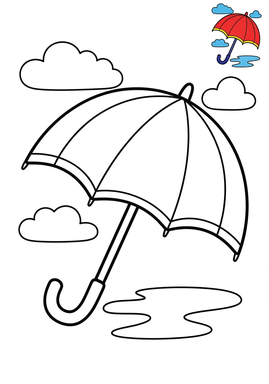 medium clothing and accessories Accessories umbrella kids coloring page 1