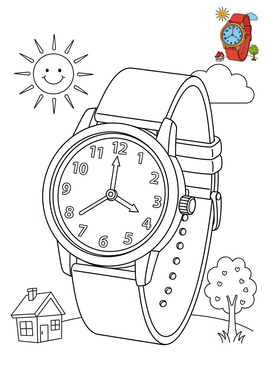 medium clothing and accessories Accessories watch kids coloring page 0