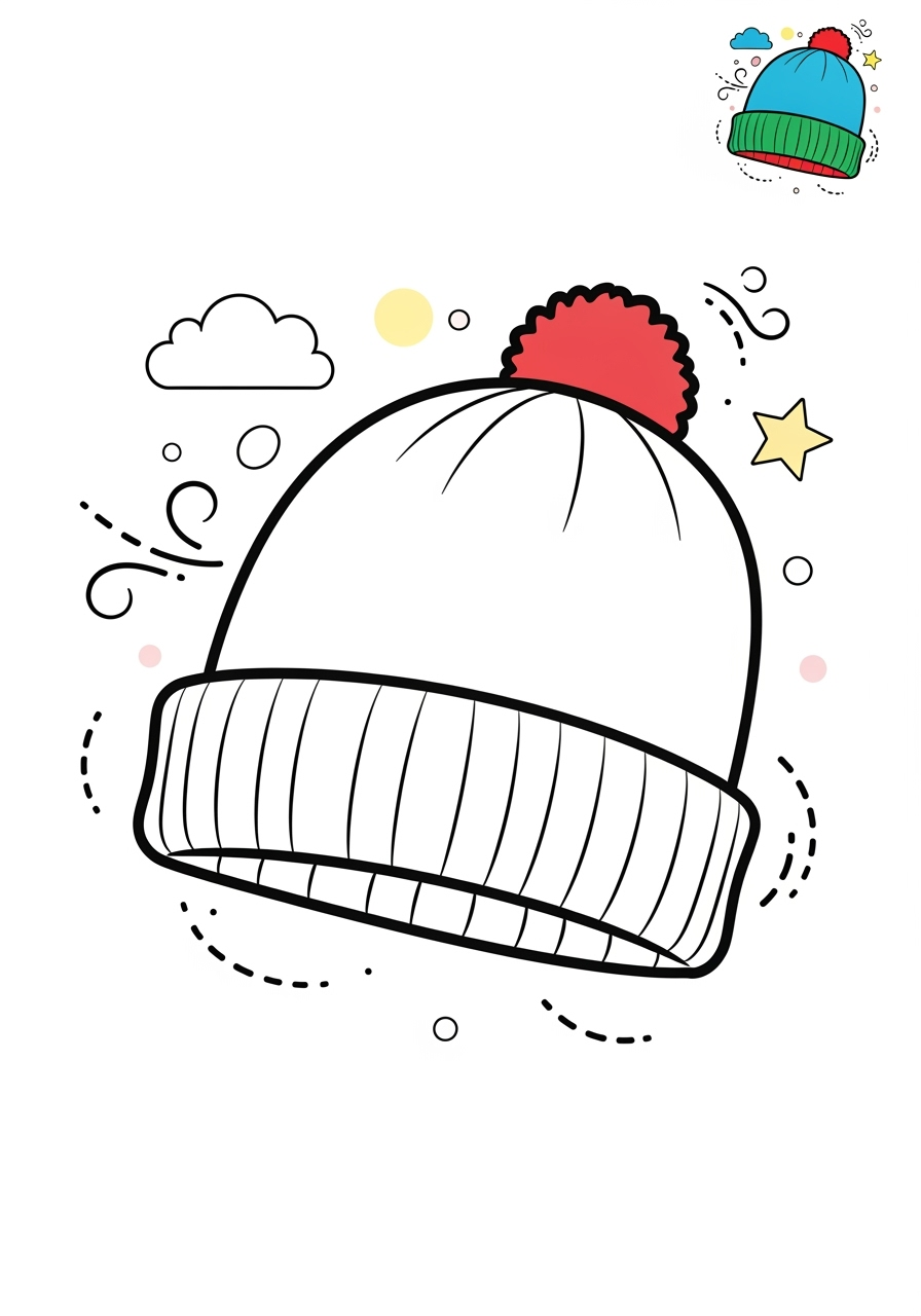 medium clothing and accessories Seasonal Wear beanie kids coloring page 0