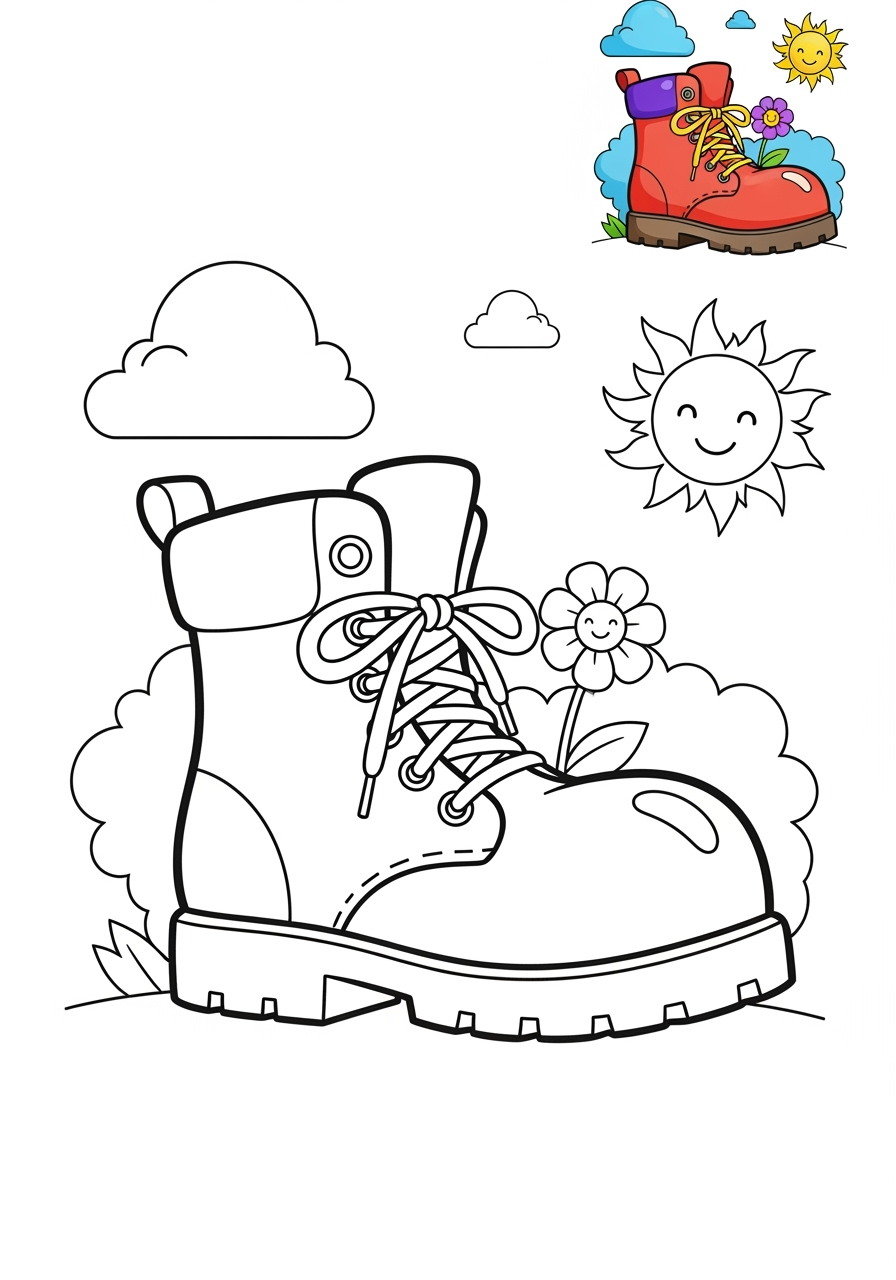 medium clothing and accessories Seasonal Wear boots kids coloring page 0