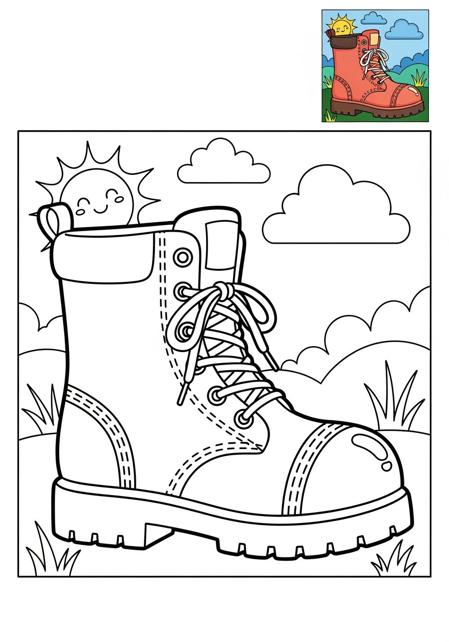 medium clothing and accessories Seasonal Wear boots kids coloring page 1
