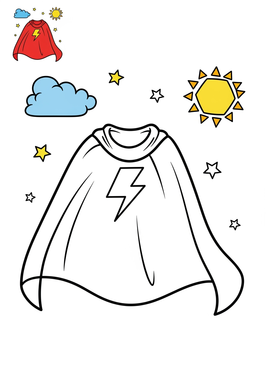 medium clothing and accessories Seasonal Wear cape kids coloring page 1