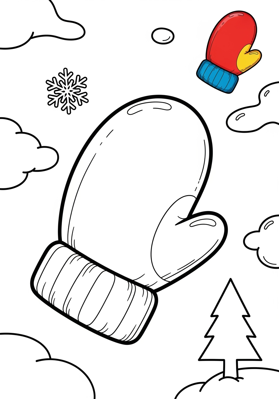 medium clothing and accessories Seasonal Wear mittens kids coloring page 0