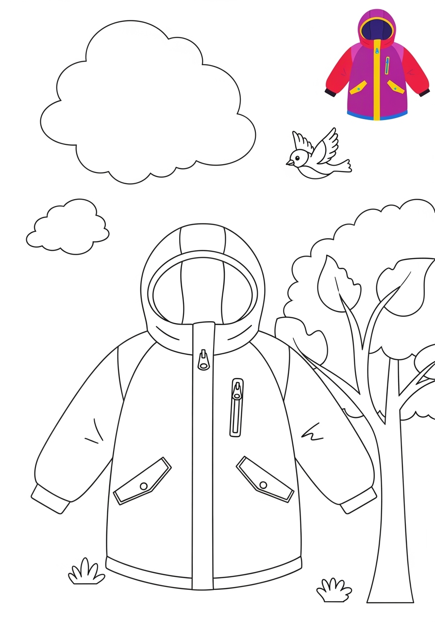 medium clothing and accessories Seasonal Wear parka kids coloring page 0