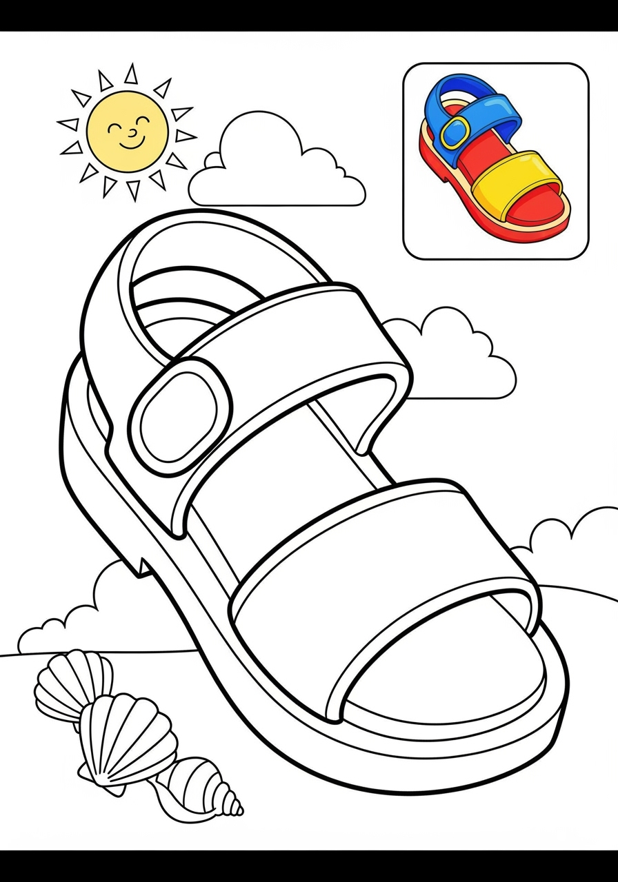 medium clothing and accessories Seasonal Wear sandals kids coloring page 0