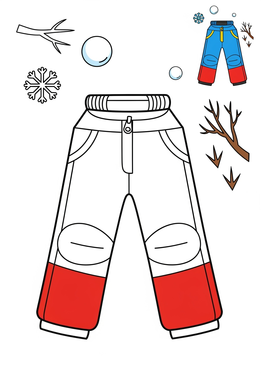 medium clothing and accessories Seasonal Wear snow pants kids coloring page 0