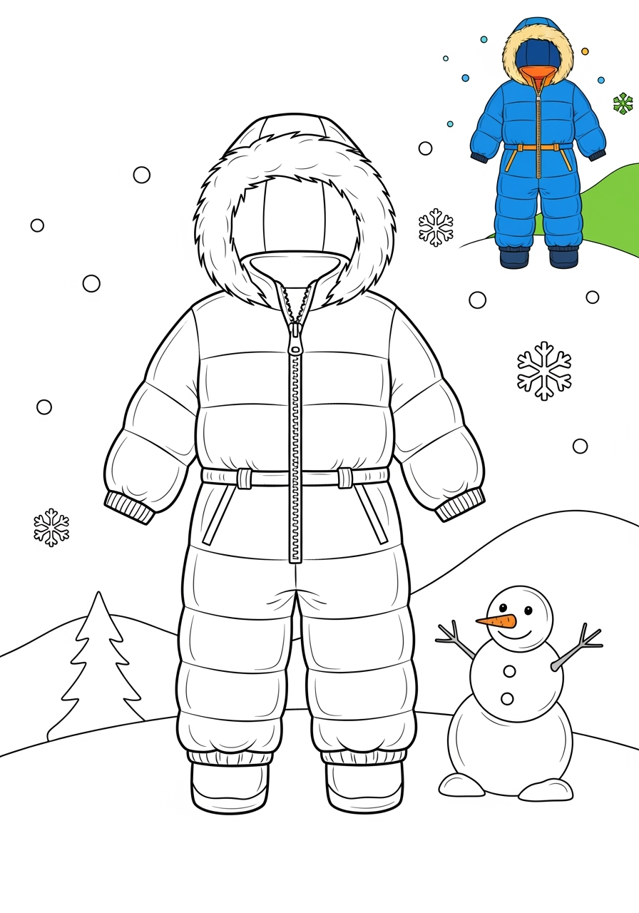medium clothing and accessories Seasonal Wear snow pants kids coloring page 1