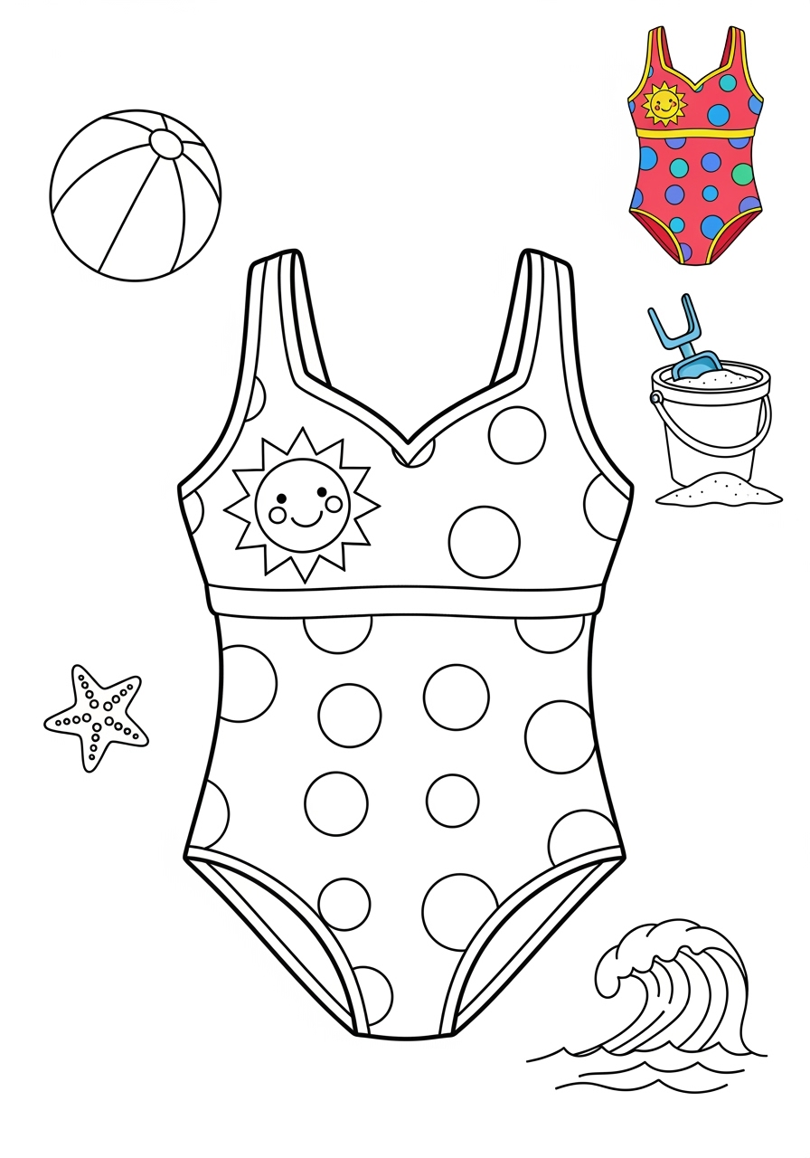 medium clothing and accessories Seasonal Wear swimsuit kids coloring page 0