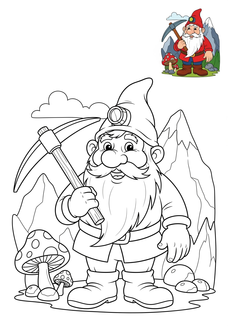 medium fantasy and fairy tales Nhân Vật dwarf kids coloring page 1