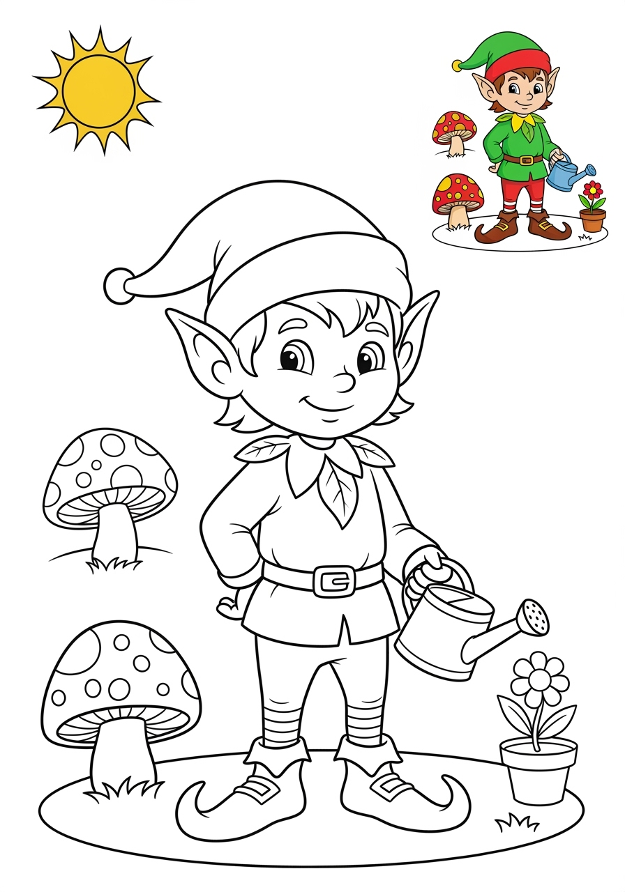 medium fantasy and fairy tales Nhân Vật elf kids coloring page 0