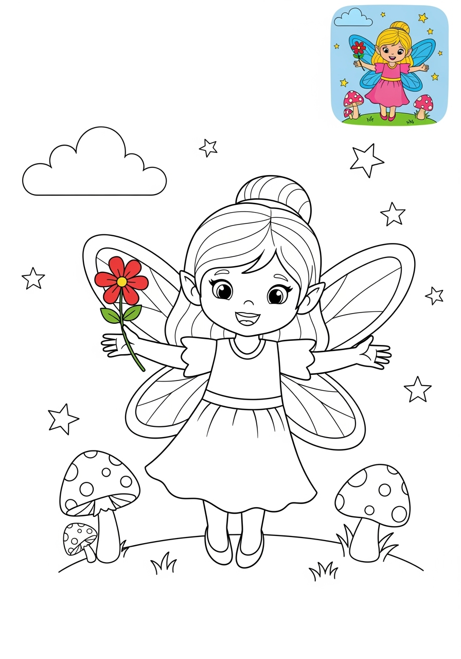 medium fantasy and fairy tales Nhân Vật fairy kids coloring page 0