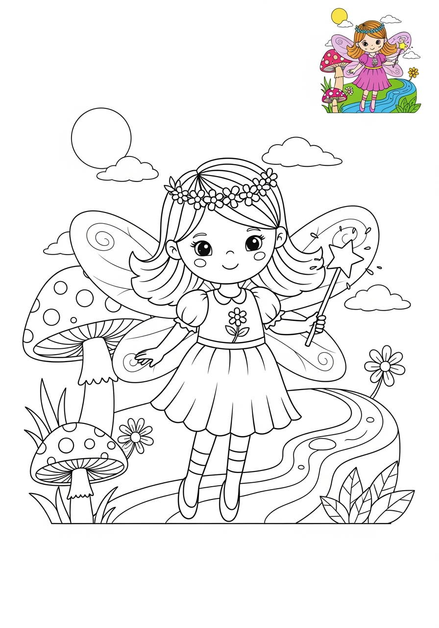 medium fantasy and fairy tales Nhân Vật fairy kids coloring page 1
