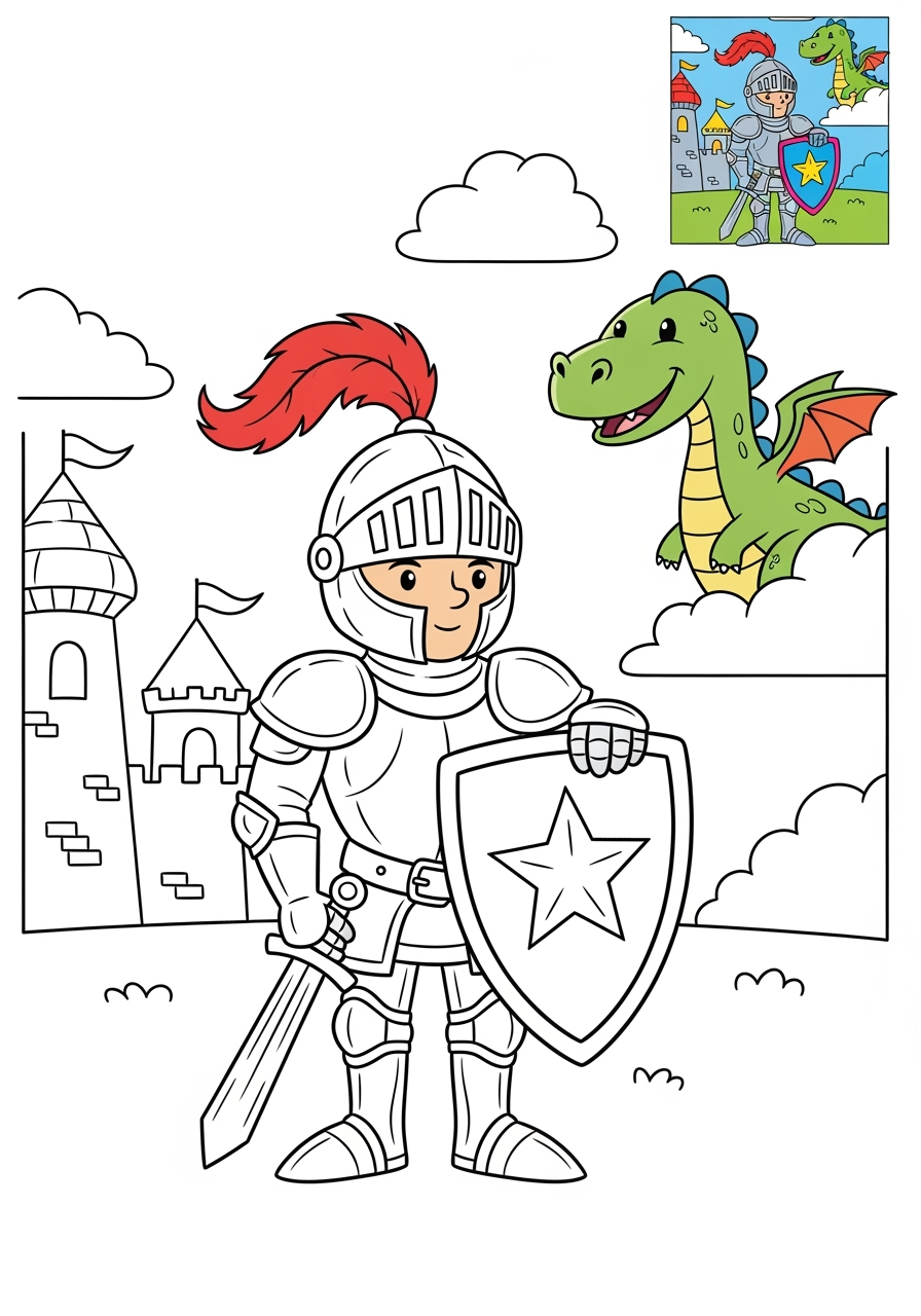 medium fantasy and fairy tales Nhân Vật knight kids coloring page 0
