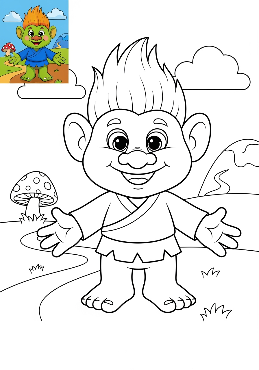 medium fantasy and fairy tales Nhân Vật troll kids coloring page 0