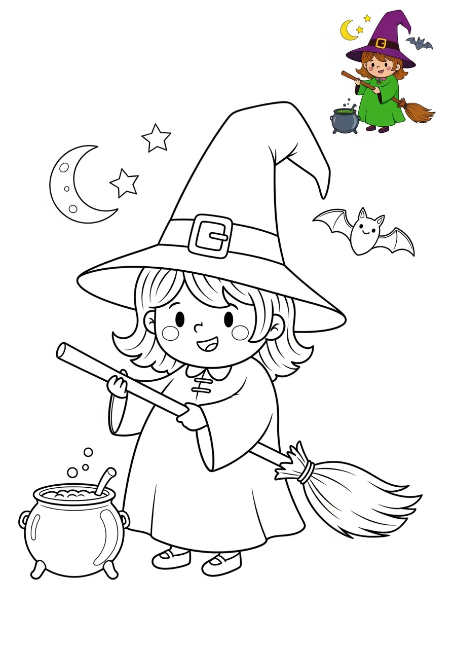 medium fantasy and fairy tales Nhân Vật witch kids coloring page 0
