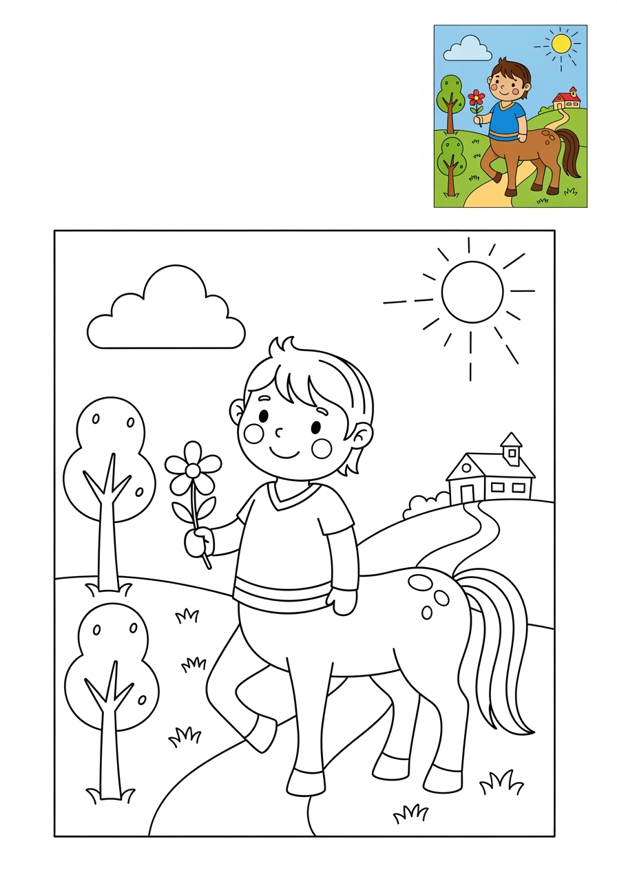 medium fantasy and fairy tales Creatures centaur kids coloring page 1