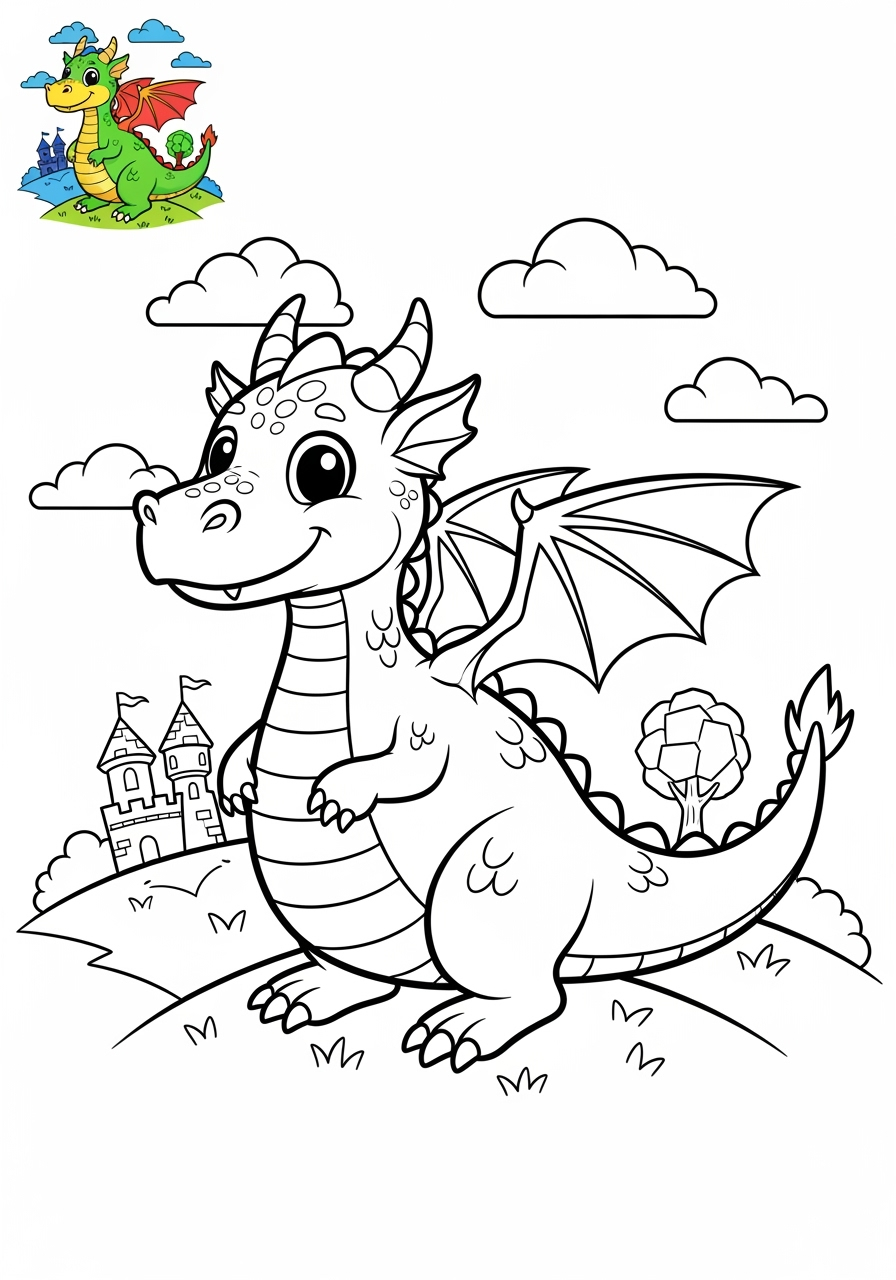 medium fantasy and fairy tales Creatures dragon kids coloring page 0