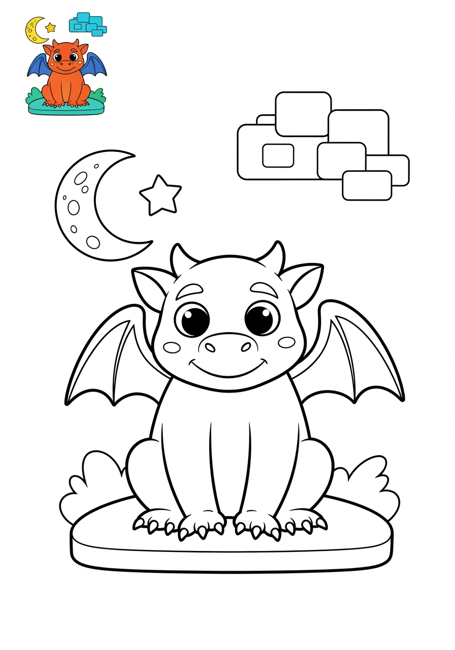 medium fantasy and fairy tales Creatures gargoyle kids coloring page 0