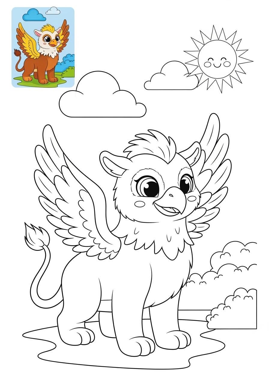 medium fantasy and fairy tales Creatures griffin kids coloring page 0