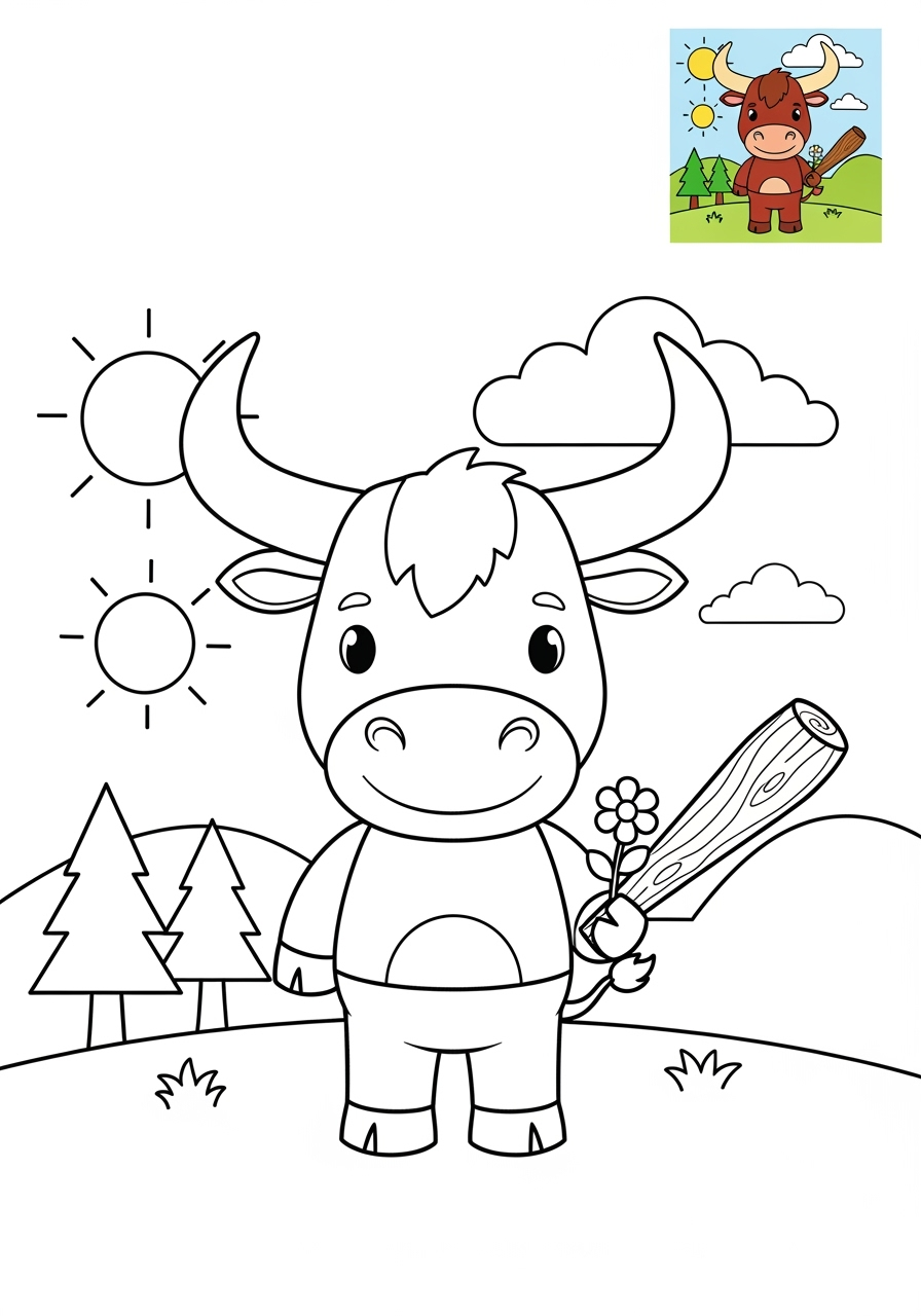 medium fantasy and fairy tales Creatures minotaur kids coloring page 0