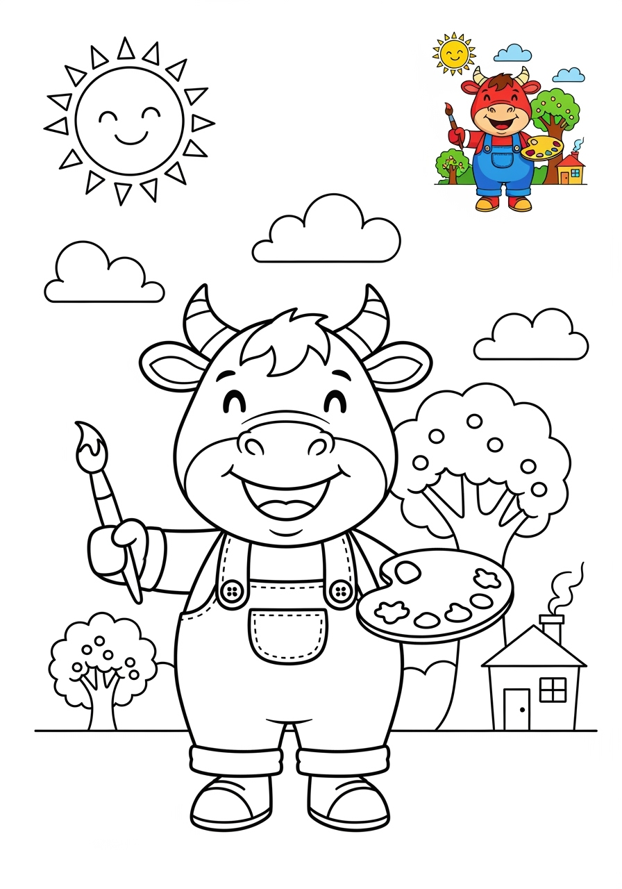 medium fantasy and fairy tales Creatures minotaur kids coloring page 1