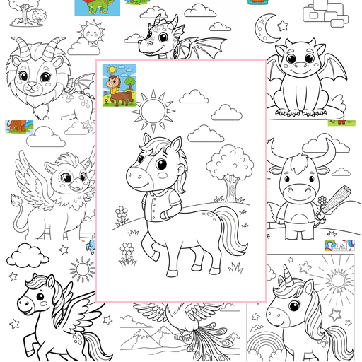 Medium Fantasy and Fairy Tales Creatures Coloring Sheets Collections Thumbnail