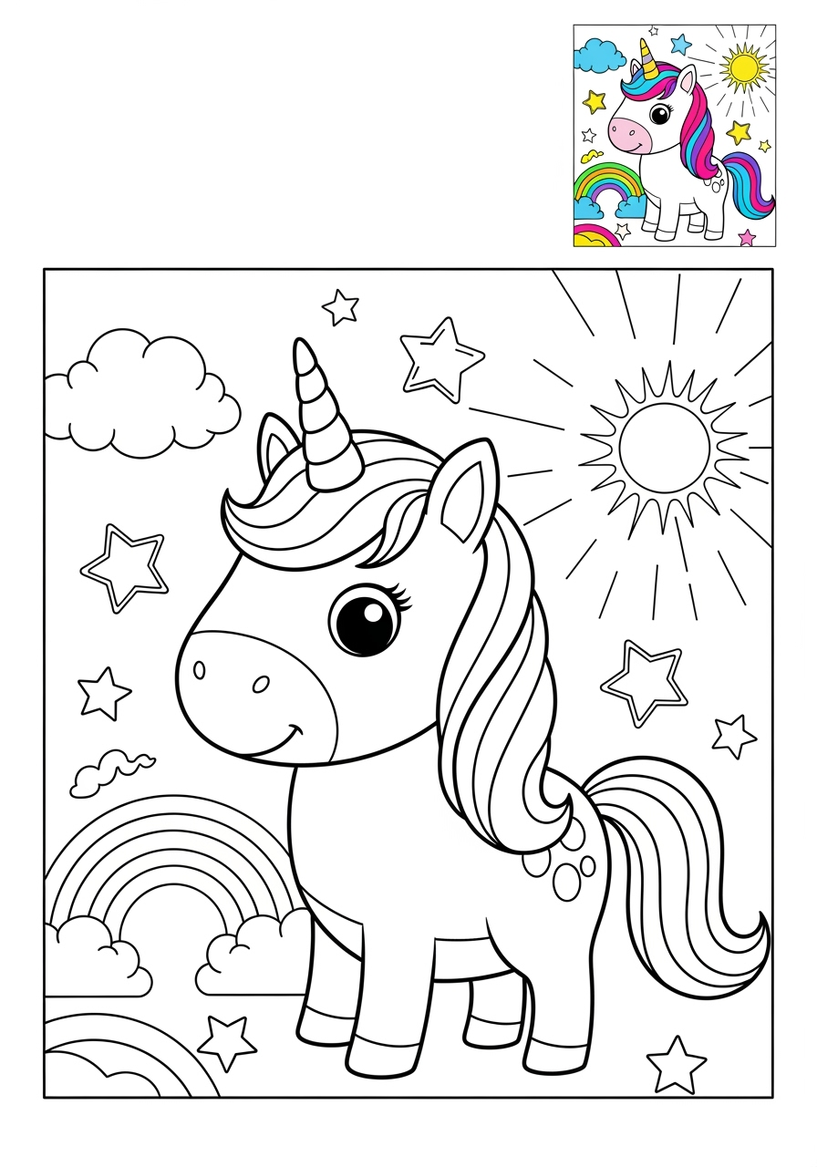 medium fantasy and fairy tales Creatures unicorn kids coloring page 0