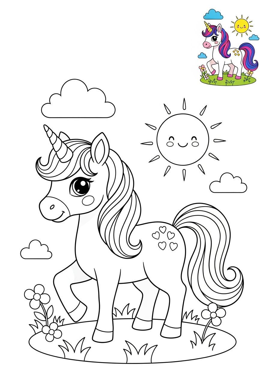 medium fantasy and fairy tales Creatures unicorn kids coloring page 1